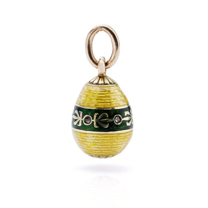 Antique Rare Carl Faberge Guilloche Enamel Egg Pendant with Rose Cut Diamonds