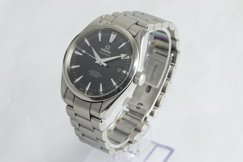 Omega Seamaster Aqua Terra Co-Axial 39mm Automatic Stainless Steel, black dial, date indicator at 3, sapphire crystal, screwdown crown, skeleton back, steel bracelet with push button fold-over clasp