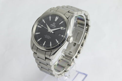 Omega Seamaster Aqua Terra Co-Axial 39mm Automatic Stainless Steel, black dial, date indicator at 3, sapphire crystal, screwdown crown, skeleton back, steel bracelet with push button fold-over clasp