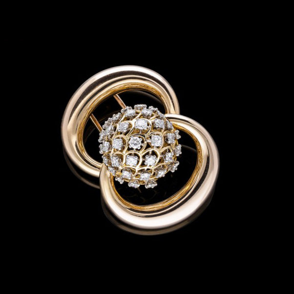 Vintage 1940s French Diamond and Gold Clip Brooch