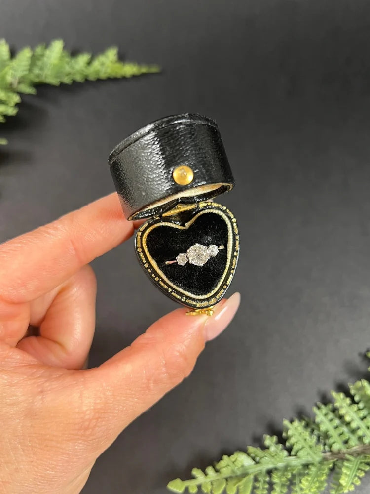 Vintage Three Stone Diamond Engagement Ring In 14 Carat White Gold