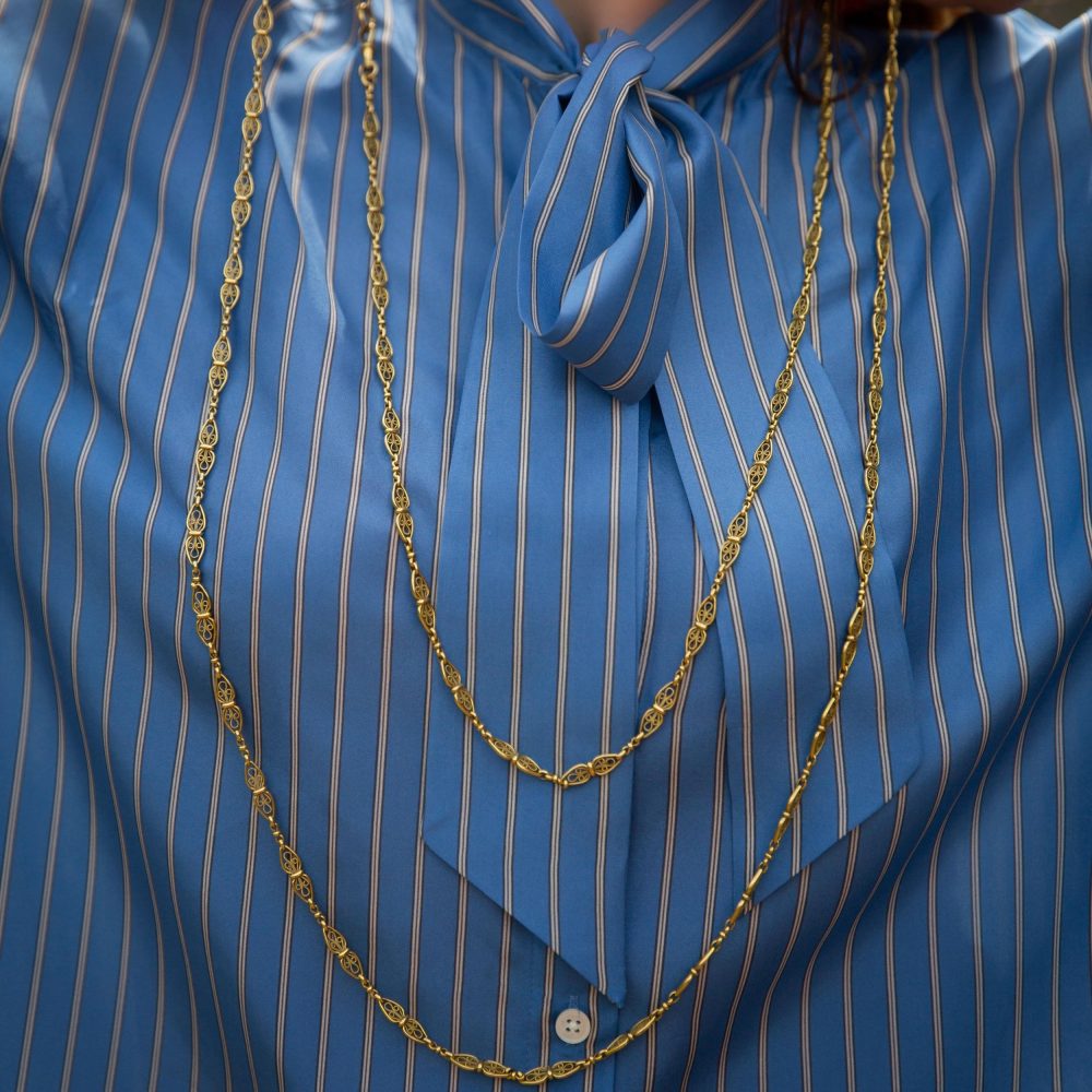 Antique French gold link chain necklace.