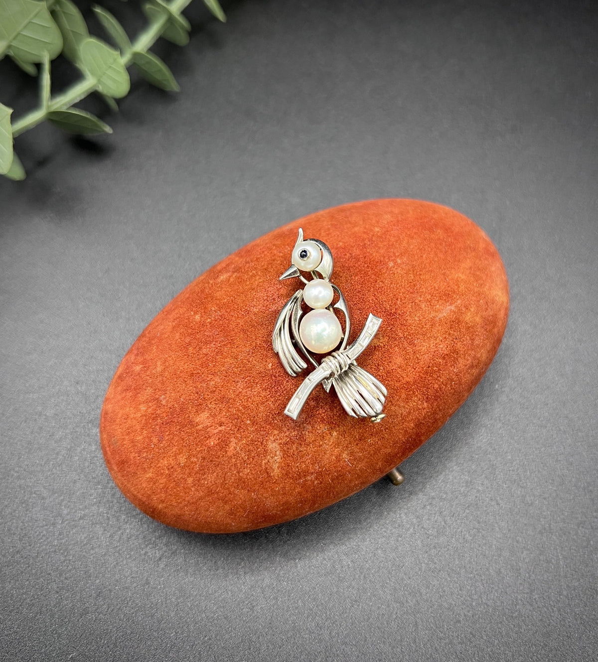 Antique Platinum, 1920s Bird Brooch, Pearls and Natural Diamonds