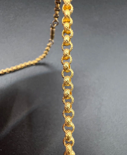 Georgian 18 Carat Gold Chain Textured Round Belcher Link Necklace, Circa 1825