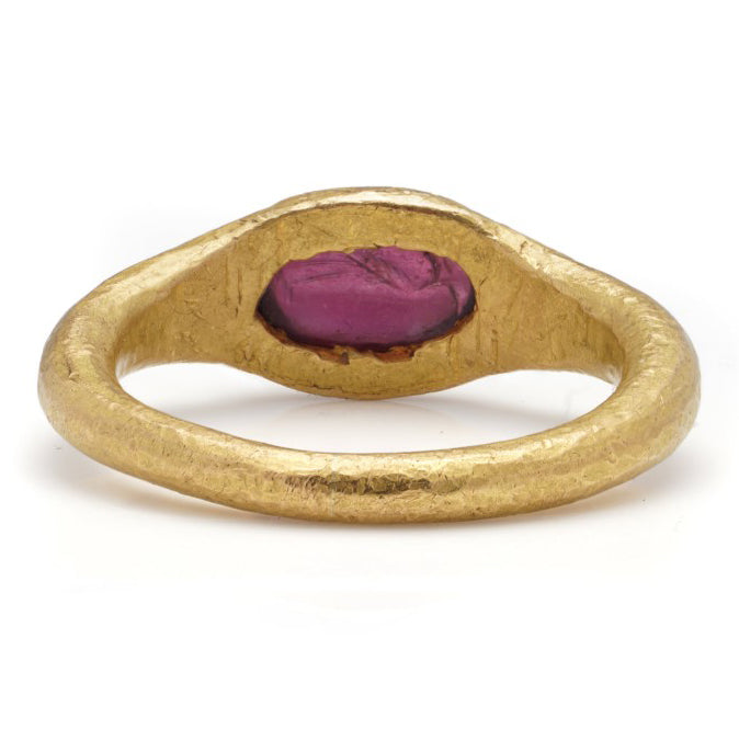 Antique Roman 22ct Gold Carved Amethyst Intaglio Ring