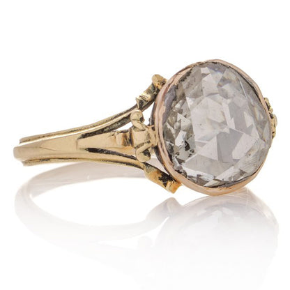Antique Georgian 2.50ct Rose Cut Diamond Solitaire Engagement Ring in 15ct Gold, Late 18th century Circa 1790s