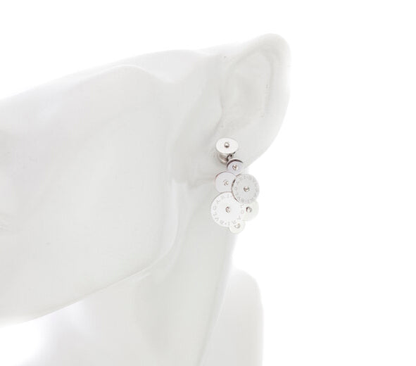 Bvlgari 18ct White Gold Disc Cluster Drop Earrings; striking pair of vintage Bulgari 18ct gold earrings, post and clip fittings, Circa 1990s