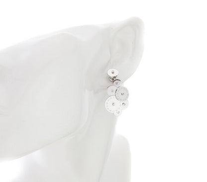 Bvlgari 18ct White Gold Disc Cluster Drop Earrings; striking pair of vintage Bulgari 18ct gold earrings, post and clip fittings, Circa 1990s