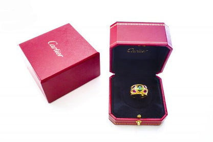 Cartier Multi Gem set 18ct Yellow Gold Ring, with Original Box