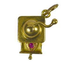 French Ruby Love Heart 18ct Yellow Gold Coffee Grinder Charm Pendant