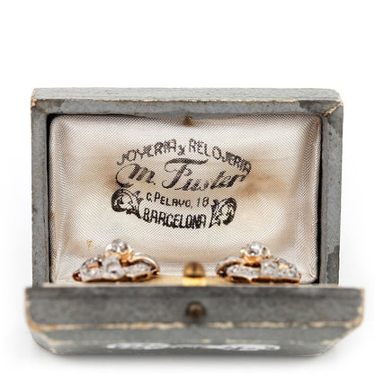 Vintage 1ct Rose Cut Diamond Cluster Earrings