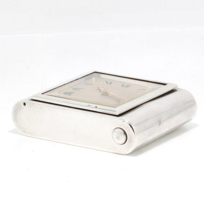 Antique Cartier Sterling Silver Clock, sterling silver case and manual winding movement, in original box, J.C Jacques Cartier, London Import Hallmark Dated 1929