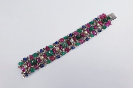 Vintage Tutti Frutti Gem Stone Bracelet, Circa 1950s
