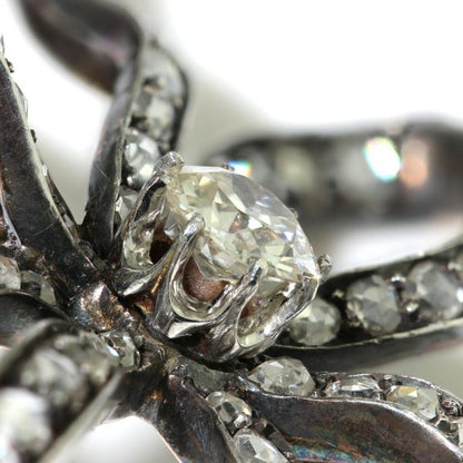 Antique Old Cut Diamond Bow Brooch, 6.55 carat total