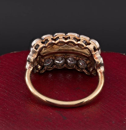 Art Deco Natural Pearl and 1.90ct Old Mine Cut Diamond Dress Ring