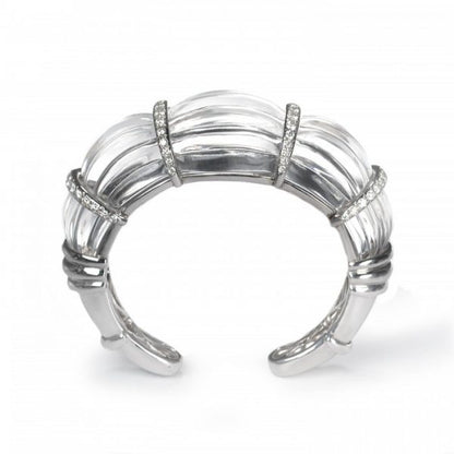 Rock Crystal and Diamond Cuff Bangle Bracelet, 2.50 carat total, 18ct white gold