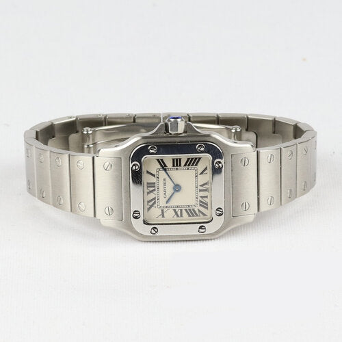 Cartier Santos Ladies Galbée 24mm Stainless Steel Quartz Watch, Ref: 1565, on a stainless steel Cartier strap with a hidden double deployment clasp