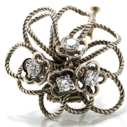 Vintage Boucheron Platinum and Diamond Floral Brooch, Circa 1950s