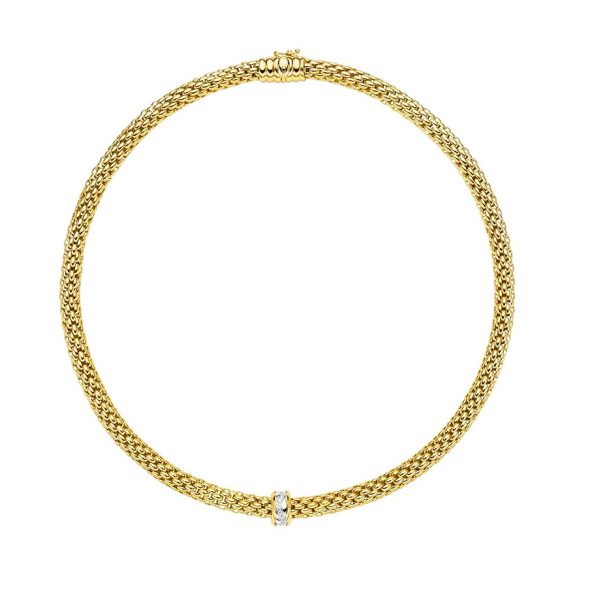 FOPE Love Nest Collection Necklace with Diamond Pave, 18ct Yellow Gold