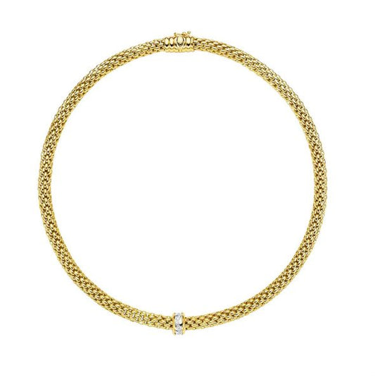 FOPE Love Nest Collection Necklace with Diamond Pave, 18ct Yellow Gold