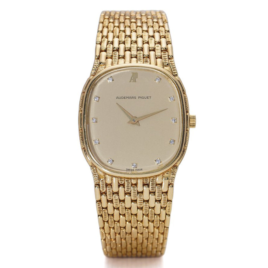 Vintage Audemars Piguet 18ct Yellow Gold Unisex Watch with Diamonds