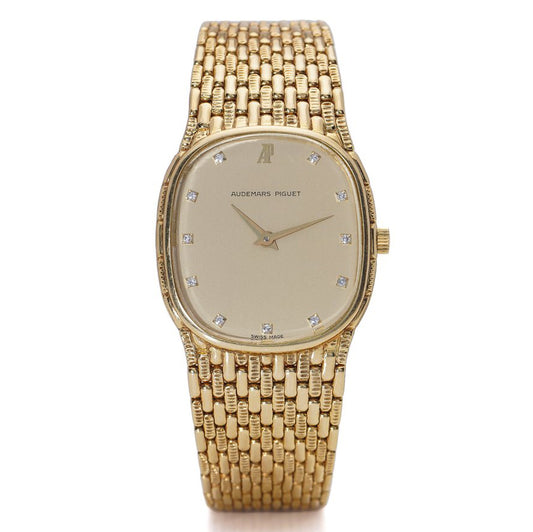 Vintage Audemars Piguet 18ct Yellow Gold Unisex Watch with Diamonds