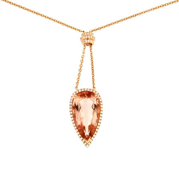 Morganite and Diamond Cluster Pendant, 11.65 carat total, 18ct Rose Gold