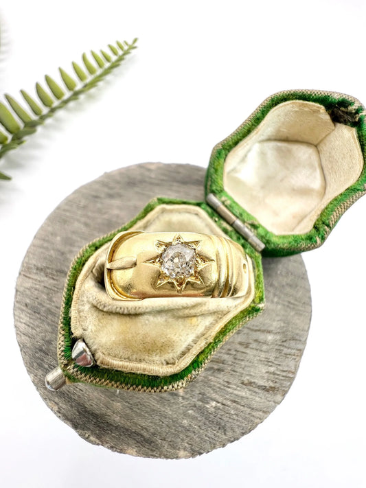 Antique 18 Carat Yellow Gold Edwardian Star Set Diamond Buckle/Belt Ring