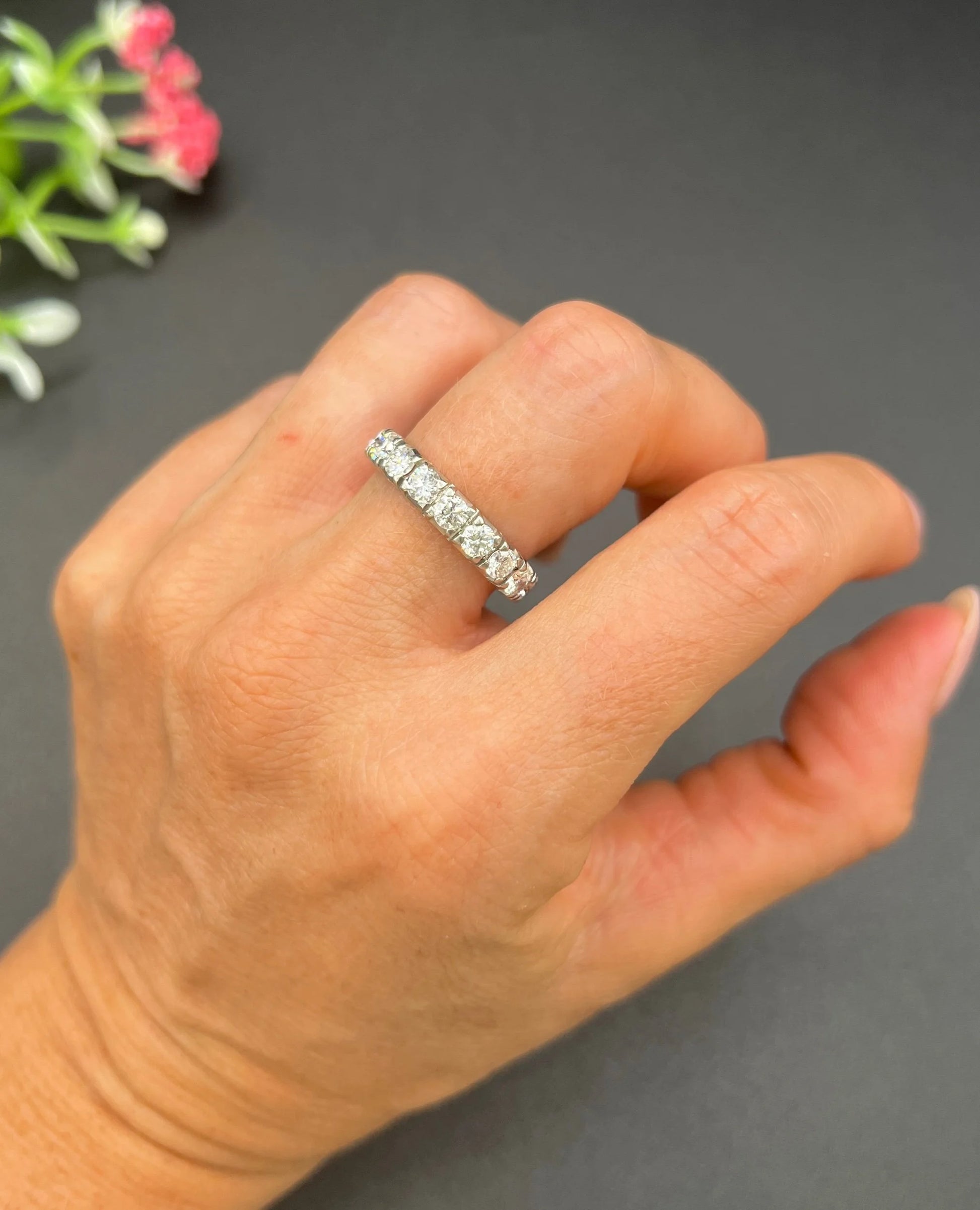 Vintage Platinum Diamond Full Eternity Band Ring, 2.70 Carats, Circa 1940