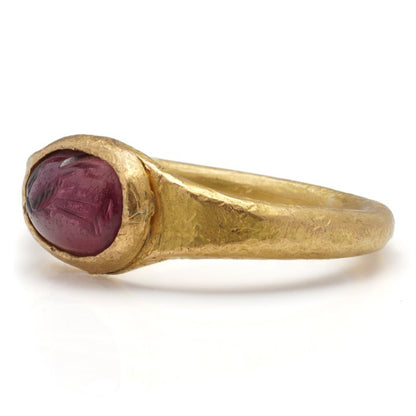 Antique Roman 22ct Gold Carved Amethyst Intaglio Ring