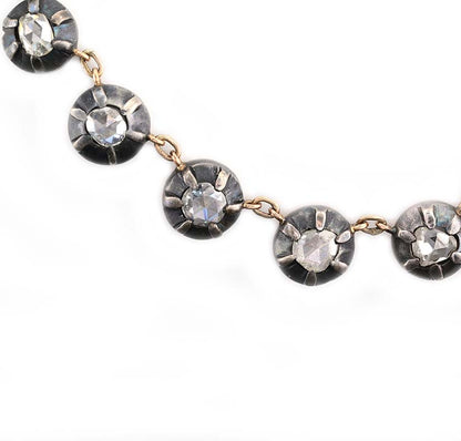 Georgian Style 6ct Rose Cut Diamond Riviere Necklace