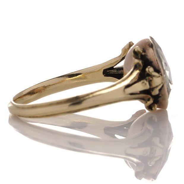 Antique Georgian 2.50ct Rose Cut Diamond Solitaire Engagement Ring in 15ct Gold, Late 18th century Circa 1790s