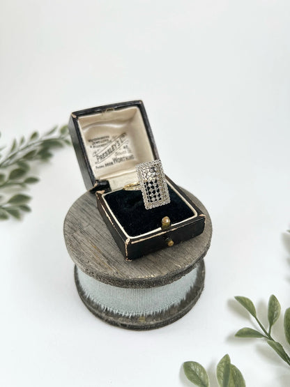 Edwardian Antique Diamond Rectangular Plaque Ring