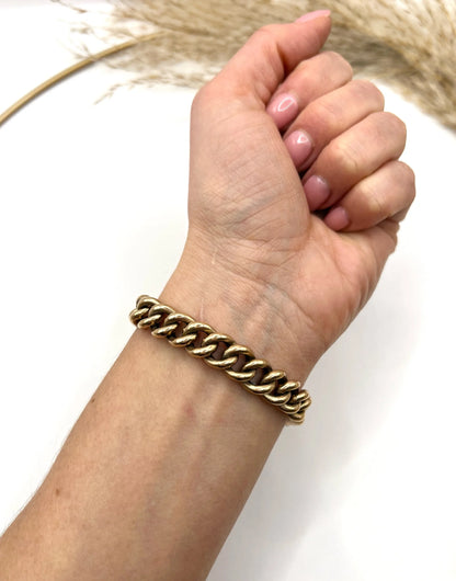 Antique 9 Carat Edwardian Rose Gold Curb Bracelet