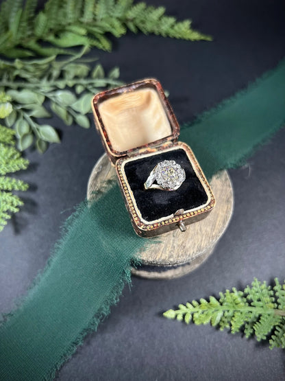 Victorian 14 Carat Two Colour Gold Diamond Cluster Ring, Circa 1890