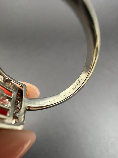 Vintage Diamond And Ruby Buckle Style Cocktail Ring In Platinum