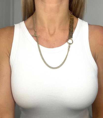 Antique 9 Carat Yellow Gold Gate Link Chain Extender Pendant, Circa 1900
