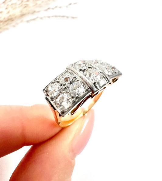 Antique Art Deco Old Cut Diamond Ring In 18 Carat Gold