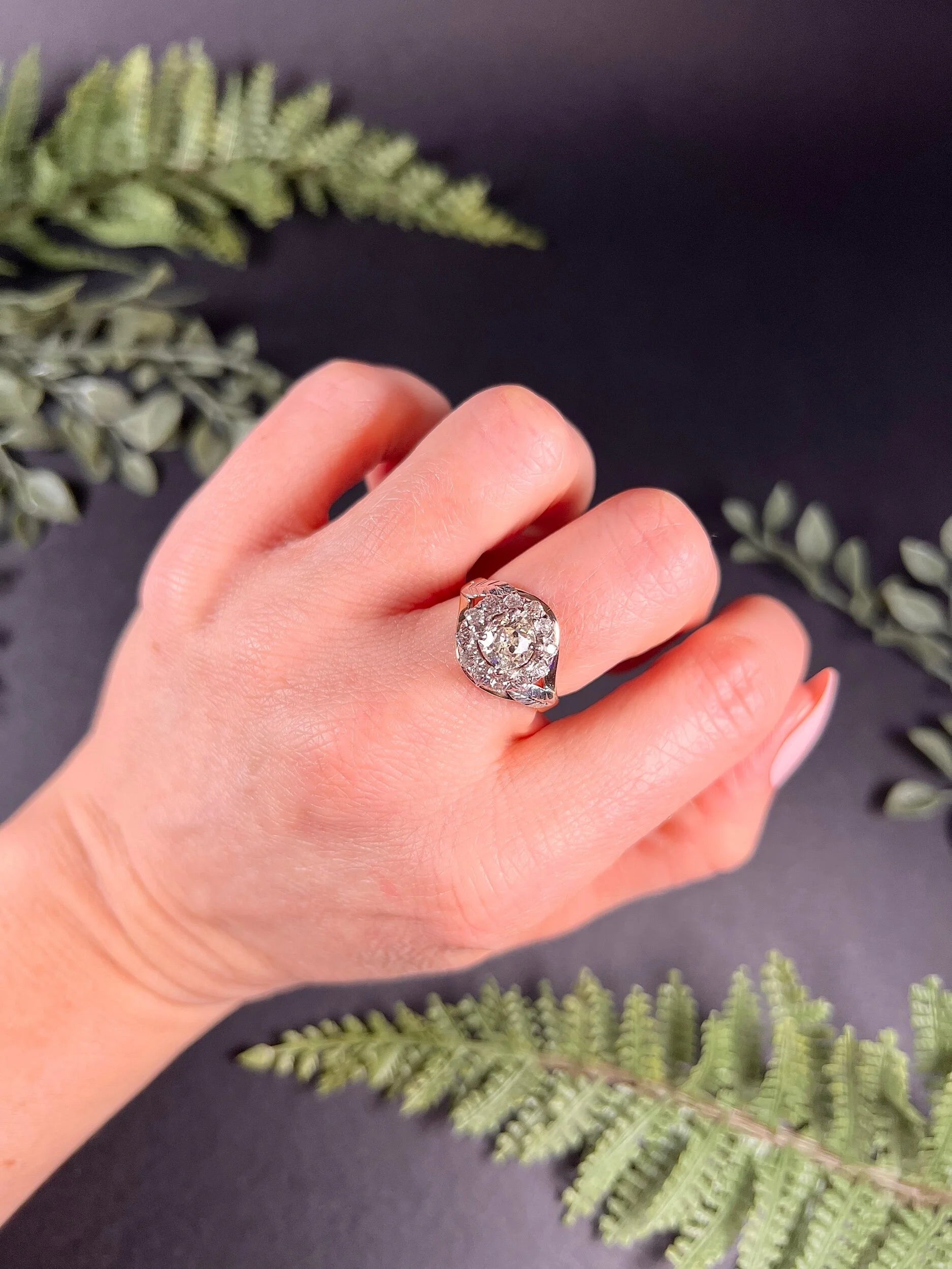 Victorian 14 Carat Two Colour Gold Diamond Cluster Ring, Circa 1890