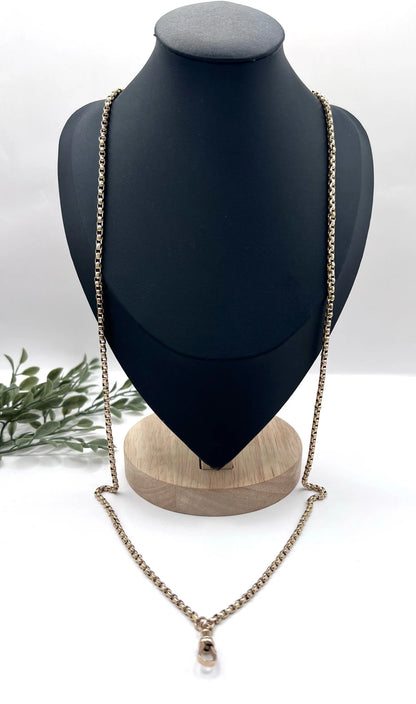 A long rose gold link necklace with swivel clasp