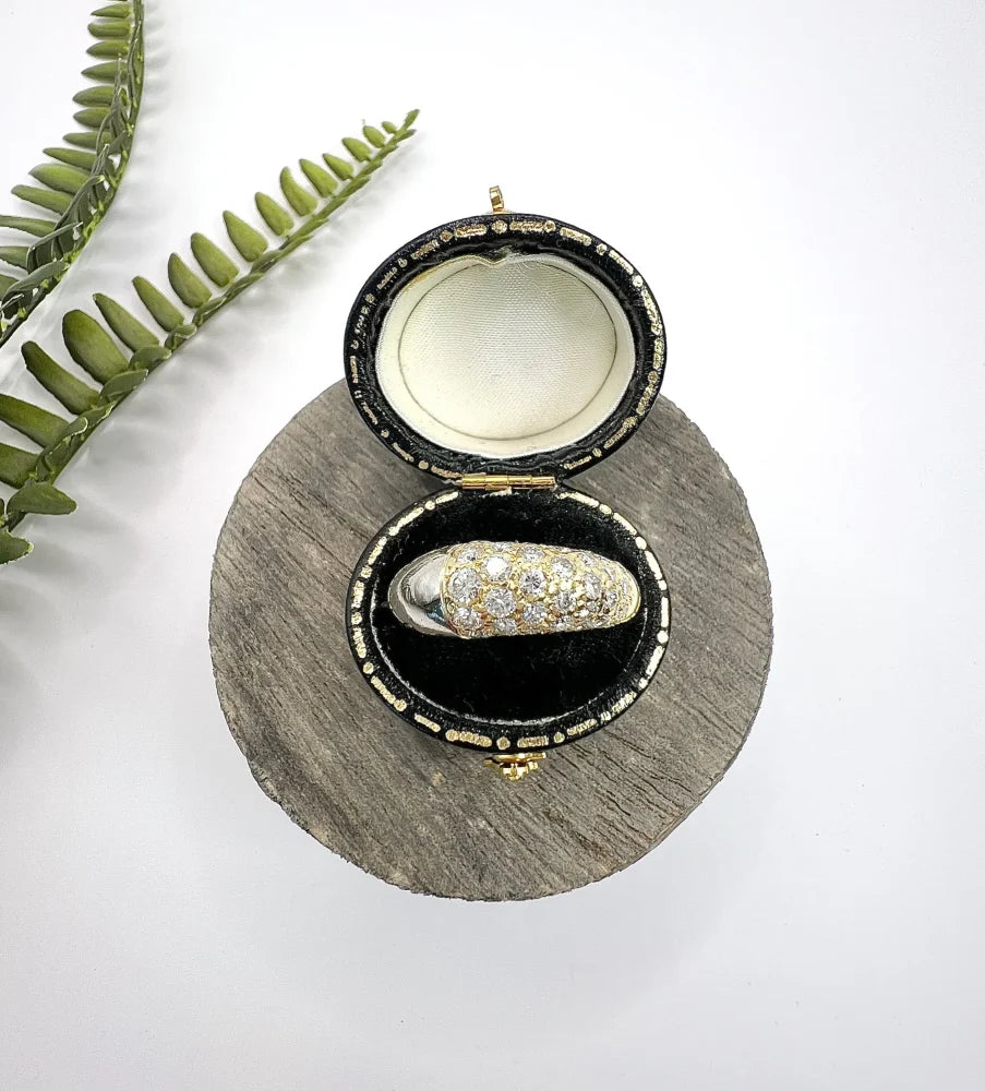Vintage Diamond Pave Cocktail Ring In 18 Carat Yellow Gold And Platinum