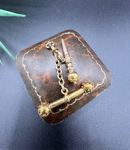 Rare French Antique 18 Carat Gold Pocket Watch Key, T-bar & Swivel Pendant, Circa 1900