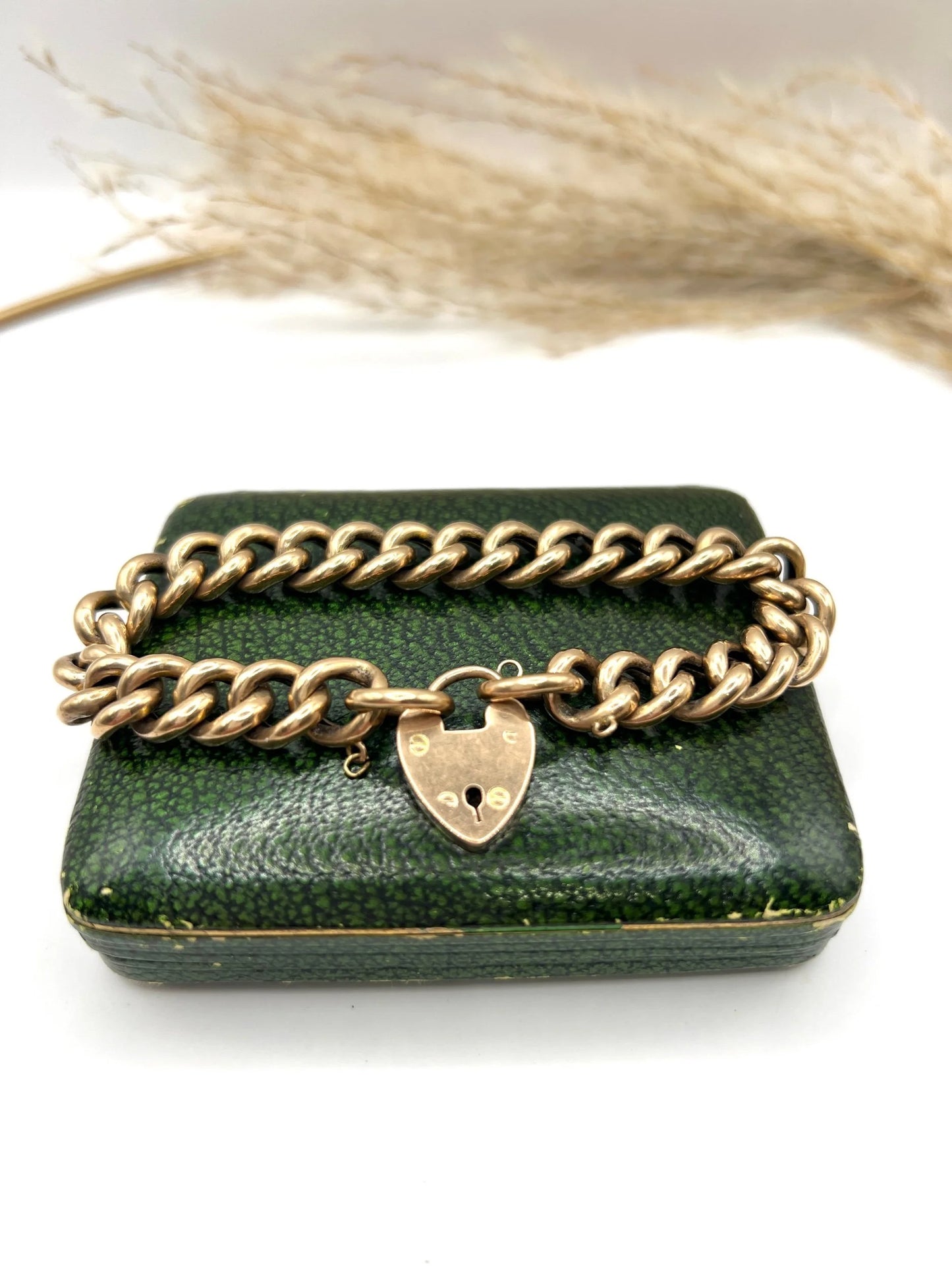 Antique 9 Carat Edwardian Rose Gold Curb Bracelet