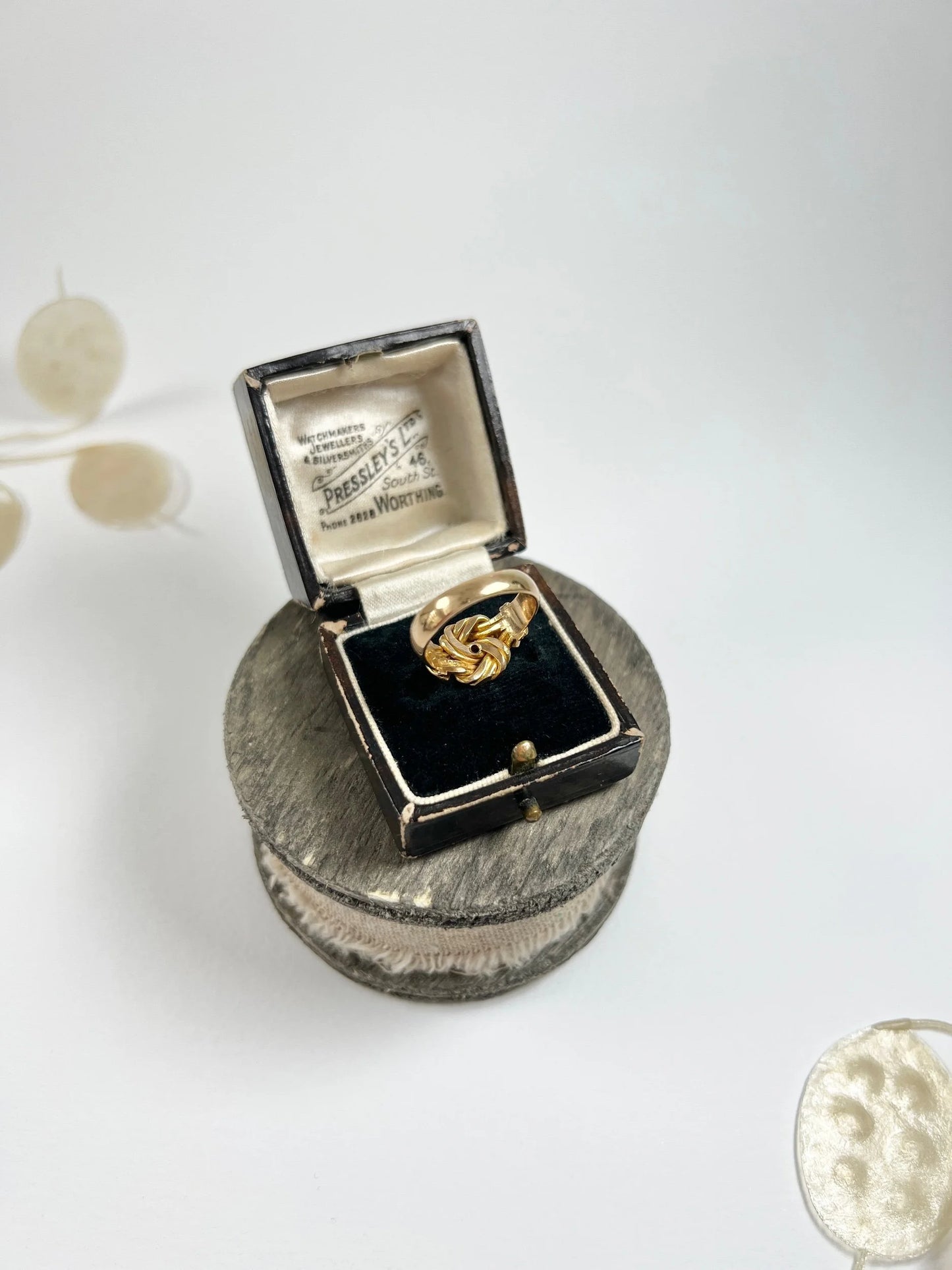 Antique 18 Carat Gold Ruby and Diamond Fancy Knot Ring, Hallmarked Birmingham 1916