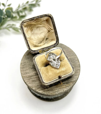 Vintage Diamond and Ruby Cluster Marquise Navette Shaped Ring