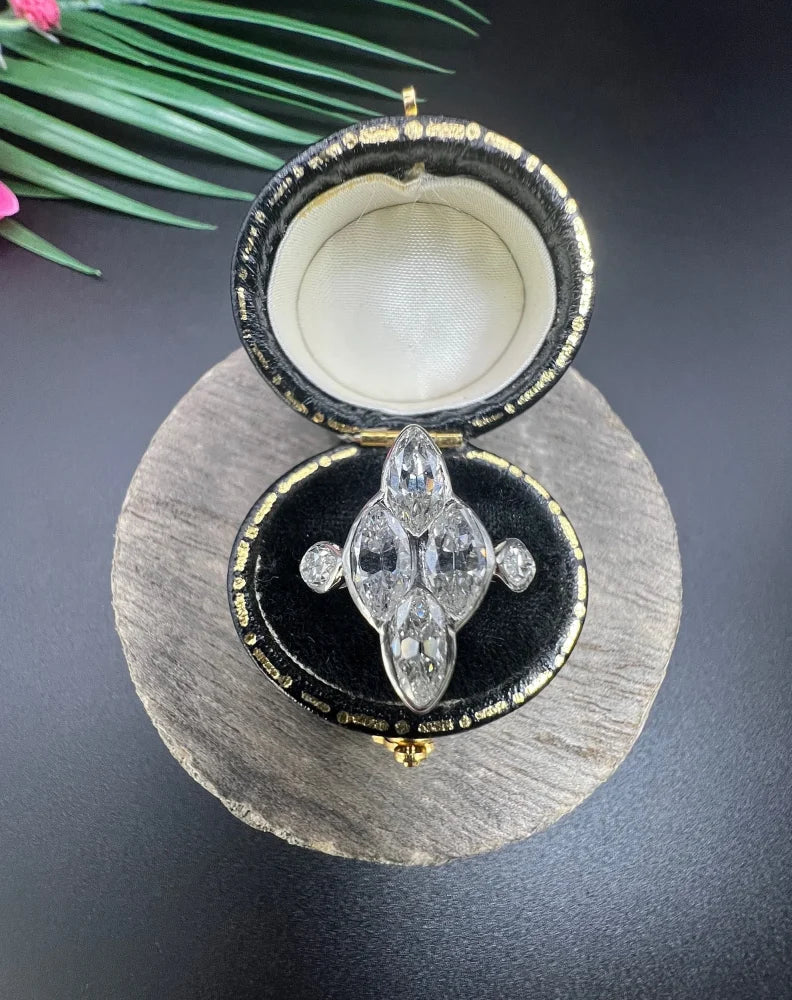 Vintage 2ct Marquise Diamond Navette Ring