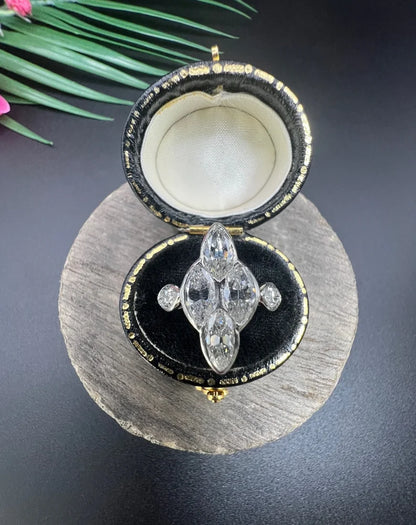 Vintage 2ct Marquise Diamond Navette Ring