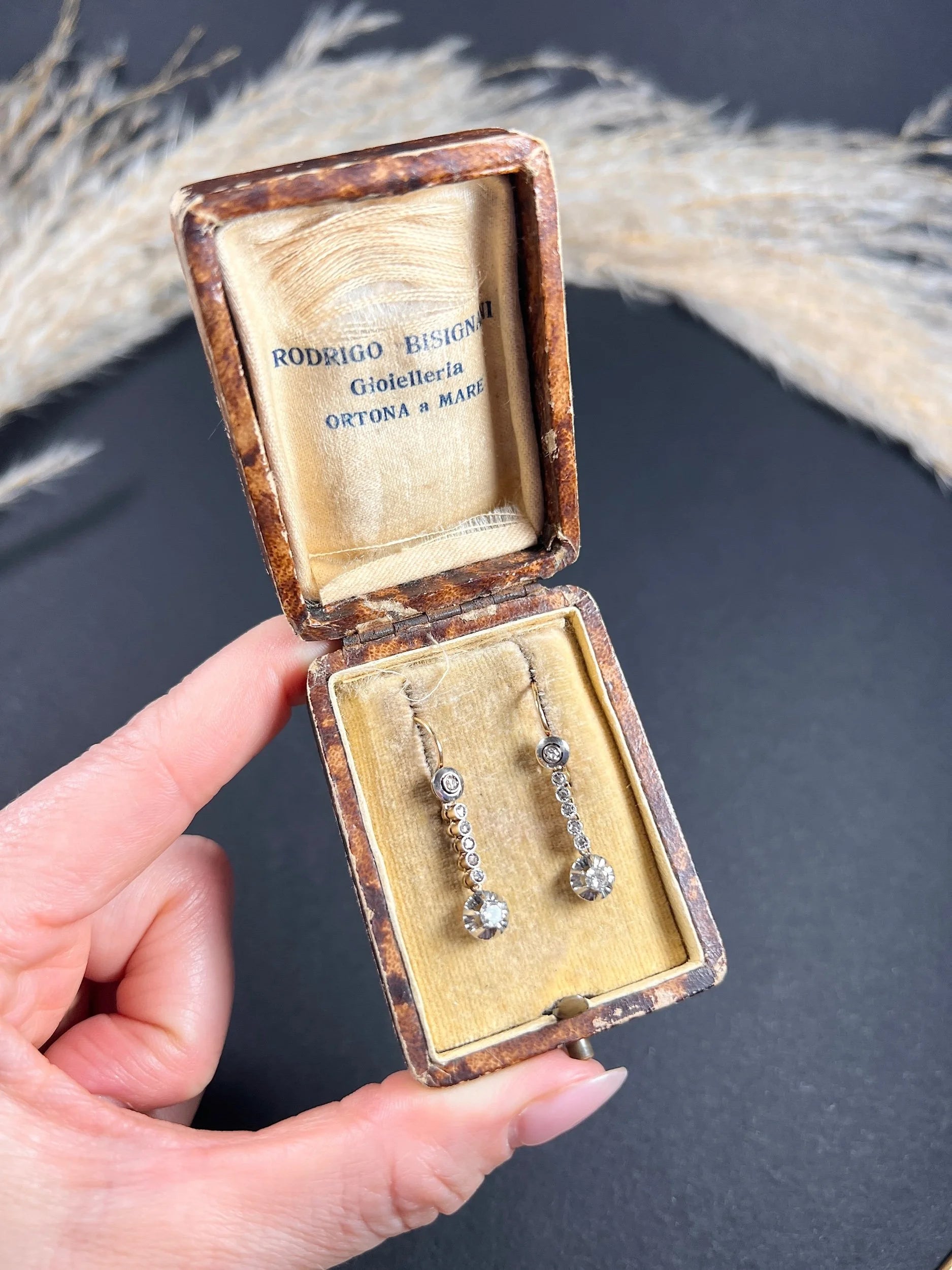 Antique 18 ct Gold And Platinum Edwardian Diamond Dormeuse Drop Earrings