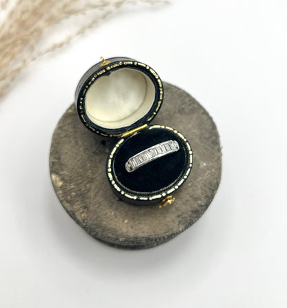 Vintage Platinum Emerald Cut Diamond Half Eternity Ring, Circa 1990