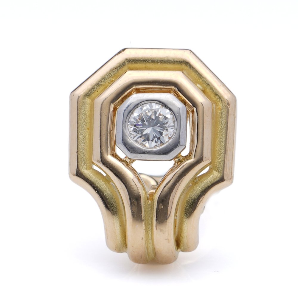 Vintage Chaumet 0.80ct Diamond and 18ct Yellow Gold Clip On Earrings